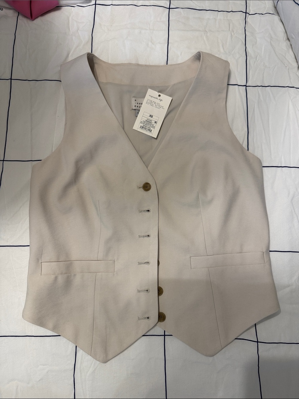 a new day Women's Cream Button-Front Vest